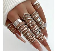 30 pezzi Set di anelli lusso leggero geometrico con design onda con strass adatto per da donna usura quotidiana Tagli UnicaFerro