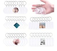 30 pezzi Set di gadget per feste: cornici portafoto e portachiavi in acrilico trasparente a forma di cuore e quadrato. Realizzati in materiale acrilico, perfetti per il fai-da-te. Possono contenere fo