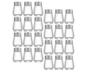 30 Pezzi Set di Saliere e Pepiere Mini in Vetro Acciaio, Classico | Dosaggio Controllato e Pulizia Facile, Trasparente e Liscia, per Curry e Spezie, Picnic e Barbecue