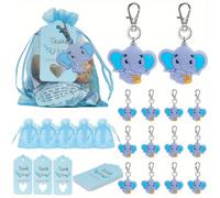 30 pezzi/Set, Portachiavi a forma di elefante carini per rivelazione del sesso, compleanno e feste di baby shower - Perfetti come bomboniere per feste, il pacchetto include 10 portachiavi a forma di e