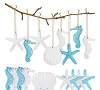 30 Pezzi Stelle Marine in Resina Conchiglie Cavalluccio Marino Stella Marina Assortite Ornamenti da Appendere a Tema Oceanico con Foro Corda per Festa di Natale Nozze DIY Artigianali