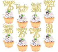 30 pezzi Straight Outta 2000 Cupcake Toppers Glitter Twenty Five Cake Decoration Happy 25th Cake Decoration for Prost auf 25 anni Compleanno Matrimonio Anniversario Festa Torta Decorazione Oro