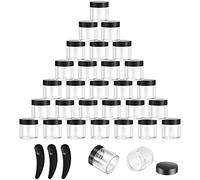 30 Pezzi Vasetti Plastica, 10g Contenitori Barattolo Cosmetici Vuoto Trasparente, Viaggio Contenitore Piccoli per Creme Barattolini Candele Campione, con 3 Pezzi Spatola (nero)