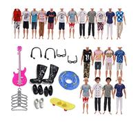 30 pezzi vestiti e accessori per bambola ragazzo, vestiti anello per il nuoto chitarra skateboard occhiali auricolari per bambola ragazzo da 12 pollici