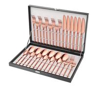 30 Piece Stainless Steel Cutlery Set, 18/10 Premium for 6 People with Spoon, Fork, Knife, Spoon and Teaspoon (Rose Gold)