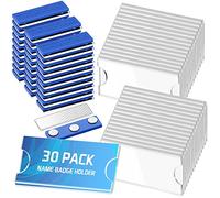 30 Porta Badge Magnetico Targhetta con Magnetica a 3 Punti Espositore in Acrilico Trasparente per Nome Portanome Etichetta Stampabile Bianco Fai-da-Te con Potenti Magneti per Ufficio