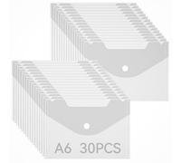 30 portafogli in plastica, formato A6, impermeabili, con bottone a pressione, 17 x 12 cm, formato A6, semplici e piccoli, per casa, scuola, ufficio, viaggi