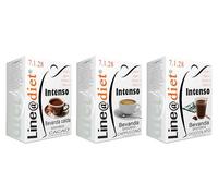 30 preprati in polvere monodose Line@diet per BEVANDE PROTEICHE dal gusto INTENSO: 10 CACAO INTENSO +10 CAPPUCCINO INTENSO + 10 CIOCCOLATO INTENSO