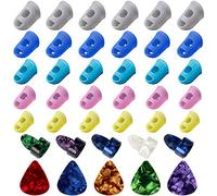 30 protezioni per dita in silicone per chitarra, protezioni per la punta delle dita, tappi per strumenti a corda, cucito e ricamo (5 misure)