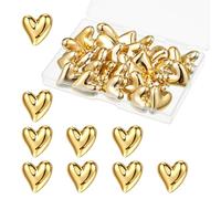 30 puntine decorative a forma di cuore, dorate, per lavagne in sughero, puntine da disegno a forma di cuore per pareti fotografiche, cartoline, mappe, decorazioni per bacheca