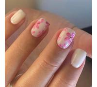 30 pz fiori bastone su unghie unghie artificiali tinta unita corte quadrate finte lucide premere su per donne ragazze