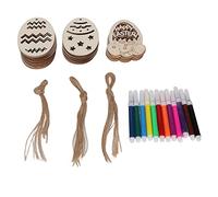 30 pz. Ritagli Ciondoli Pasquali in Legno Penne Corde Ornamenti Decorazione Uovo Casa Aula Legno Composito Colore Originale Legno Sintetico Legno Non Finito Assortito