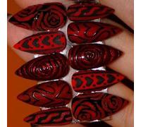 30 pz Romantics Valentine Press on Nails Red Cats Eye Black Heart Rose per una facile applicazione donne arte occhi di gatto rosso