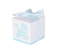 30 Pz Scatoline Scatole Portaconfetti Bomboniere Battesimo per Ragazzo, [6X6XCM] Baby Shower Boy Decorazioni di Carta con Nastrino, Squisito Scatoline Caramelle Regalo per Comunione, Compleanno