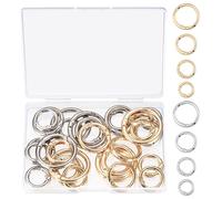 30 Pz Scatto Molla Rotonda Multi-misura, Moschettoni per Borse a Innesco Gancio, Accessori Anelli per Borse Uncinetto, Anello Portachiavi a Molla per Zaini Bagagli Cinghie Artigianato, Oro/Argento