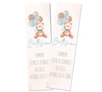 30 pz. segnaposto Rettangolare in carta ideali per Battesimo bambina bambino segnalibri segna posti cartoncino grafica a scelta (Orsetto con Palloncini)
