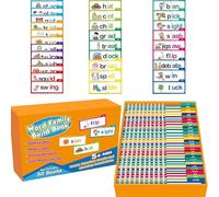 30 Read and Rhyme Flip Books, ABC Vocabulary Sight Words Flash Cards, Word Family Build Book, Interactive Letter Sounds Learning Cards, Educational Reading Game for Early Learners (A, 25 * 17 CM)