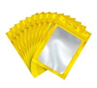 30 Sacchetti di Alluminio Riutilizzabili Impermeabili con Zip, Oro Mylar - Per Dolci, Gioielli, Caffè e Collezionabili - Design Piatto Con finestra trasparente (20x30cm)