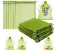 30 sacchetti di protezione per uva, 30 x 20 cm, riutilizzabili, in organza, con coulisse, per giardino, alberi da frutto, uccelli e insetti