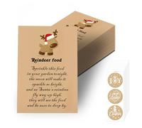 30 sacchetti per alimenti a forma di renna, vuoti, per aggiungere il proprio cibo magico per renne, polvere di renne, piccole buste in carta kraft marrone, con adesivi natalizi