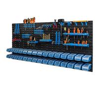 30 scatole da parete con coperchio da 175,5 x 78 cm, portautensili per garage 30 scatole blu impilabili con pannello portautensili 178 x 78 cm garage officina banco da lavoro per utensili manuali