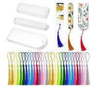30 segnalibri vuoti in acrilico trasparente, con 30 nappe colorate, segnalibri rotondi rettangolari trasparenti, per fai da te, etichette regalo, cartellini dei prezzi (3 forme)