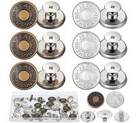 30 Set 17 mm Bottoni Jeans Sostituzione Bottoni in Metallo Senza Cuciture con Scatola Bottone Staccabile dei Pantaloni Bottoni delle Chiusure a Scatto da Ripara per Borse (Bronzo, Argento)