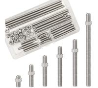 30 set (60 pezzi) di barre in acciaio inox filettatura completa con dadi, M6, rotonde per albero solido, asta girevole per alberi, ingranaggi, rotaie (20/40/60/80/100/150 mm)