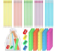 30 Set Di Matite HB Con Matita Triangolare in Resina Righello 15 Cm Temperino Et