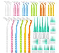 30 spazzole interdentali e 60 spazzole interdentali in silicone verde, spazzolini da denti, per tra denti e gengive, 6 misure (0,4 - 1,5 mm)
