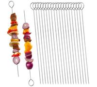 30 Spiedini Barbecue in Acciaio Inox - Lunghi 20 cm, Riutilizzabili, Resistenti al Calore - Perfetti per Carne, Verdure, Marshmallow, Cioccolato e Spuntini alla Griglia
