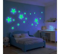 30 Stelle Fluorescenti Adesive in 3 misure, stelle fluorescenti adesive soffitto per parete e soffitto, stelle luminose cameretta in PET, stelline luminose per cameretta con effetto cielo stellato