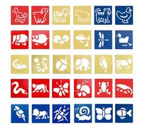 30 stencil da disegno per bambini, forme da disegno, rotoli di scarabocchio, riutilizzabili per animali, 15 x 14 cm