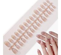 30 Stück Press On Nails Babyboomer Fake Nails mit Nagelkleber (Kurz, Quadratische) (Rosa Gradient White)