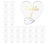 30 targhette in acrilico Clear Heart con supporto fai da te per tavolo vuoto, forma d'amore, tavoletta, fogli acrilici, per feste di fidanzamento, addio al nubilato, matrimonio