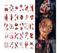 30 tatuaggi per il viso di Halloween, tatuaggi temporanei per Halloween, 30 pezzi