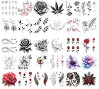 30 Tatuaggi Temporanei Per Dita A Forma Di Rosa E Ramo D'Albero
