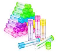 30 tubi vuoti per balsamo per le labbra, 5,5 ml, in plastica trasparente, colorati, vuoti, girevoli, con tappo, tubo ricaricabile, per rossetto fai da te fatto in casa, Colorato
