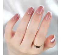 30 unghie artificiali corte bianche con punta francese unghie finte a pressione semplici coperture complete stick sulle unghie per donna