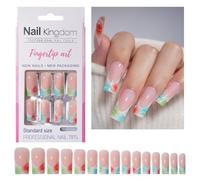 30 unghie finte lunghe quadrate punta francese unghie finte acriliche brillanti unghie professionali