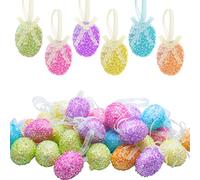 30 uova da appendere glitterate, decorazioni colorate a forma di uovo di Pasqua, in schiuma, per albero di Pasqua, Natale, casa, feste, fai da te, decorazioni artigianali (taglia S)