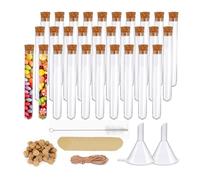 30 Vasetti Piccoli per Conserve, Provette da 10ml con Tappo Sughero e Ciondoli a Cuore, Ampolle di Vetro per Laboratorio, Regalo per Invitati Al Matrimonio, Battesimo, Decorazione