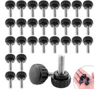 30 viti zigrinate M3 x 10 mm, viti a testa zigrinata, impugnatura a stella, vite in acciaio al carbonio, zigrinate, rotonde, per macchine con valigetta