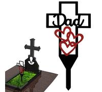 30 x 15 cm croce funeraria in metallo cimitero decorazione memoriale cimitero croce non sbiadisce ruggine per genitori lapidi regalo commemorativo (cuori rossi)