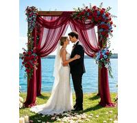 30" x 19.69Ft Wedding Arch Draping Fabric, Burgundy Chiffon Sheer Voile Backdrop Curtain Wedding Arch Backdrop Drapes Curtains for Arbor Wedding Archway Ceremony Ceiling Decorations