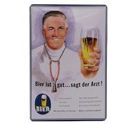 30 x 20 cm - Bier Retro Targa in metallo - Bier ist gut sagt der Arzt! - Scritta divertente - Bar Deko (cartello in rilievo)