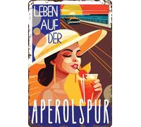 30 x 20 cm - Targa in metallo rétro, per bar, con ricetta di cocktail, Summer Feeling - Aperol Spritz - Prosecco (Vivere sulla scia dell'Aperol) - LuckyLinde