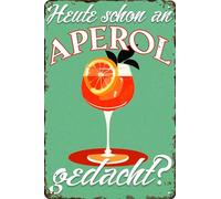 30 x 20 cm - Targa in metallo retrò, Targa per bar, Ricetta cocktail, Sensazione estiva - Aperol Spritz - Prosecco (Hai già pensato all'Aperol oggi?)