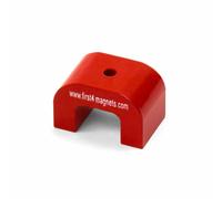 30 x 20 x 20mm Red Alnico Horseshoe Magnet, 4.5mm hole - 4.5kg Pull