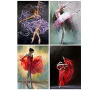 30 x 40 cm | DCIDBE DIY 4 Pezzi 5D Diamond Painting Rotondo/Donna puzzle quadri Ragazza Artigianato Decorazione Della Parete Della Casa Regalo per Donna/Sorella/Matrimonio/Compleanno-Ballerine